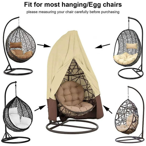 Durable Patio Egg Chair Cover With Zipper Fits Most Hanging Egg Swing Chairs 75 Inch High By 45 Inch Deep Waterproof Beige