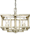 Bellare 4-Light White Gold Semi-Flush Mount Ceiling Light With Transitional Candelabra Design, Clean Geometric Frame