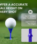 Unbreakable Plastic Golf Tees Three And One Quarter Inch 30 Pack with Pouch showing stability with blue tee and golf ball