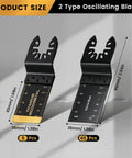 50 Piece Oscillating Blades Kit For Wood And Metal, Dual Material Set With 45 HCS Blades For Clean Wood Cuts And 5 Titanium Coated Blades For Wood Or Metal Tough Jobs, 35mm Blades, Durable Multi Tool Upgrade showing 35mm blade sizes