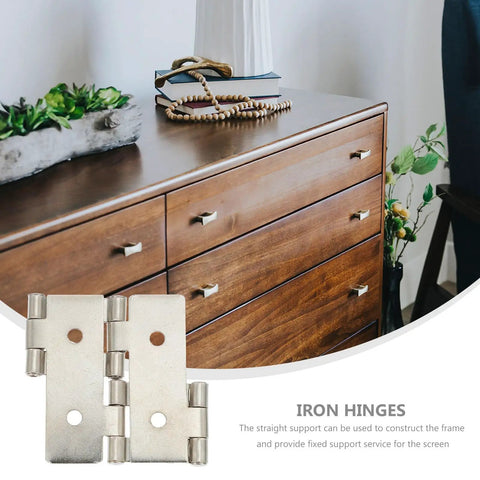 Ten Pack Double Acting Folding Screen Hinges Built Tough Heavy Duty Iron Door Hinges White Nickel Plated 47x47mm on dresser