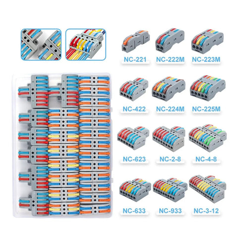 No Screw Required Lever Wire Connector Splitter Push In Terminal Kit For Electrical Wiring And Lighting Projects Made With Tin Plated Copper Contacts Plus Flame Retardant Housing To Keep Your Circuits Safe And Strong. 10-pack set