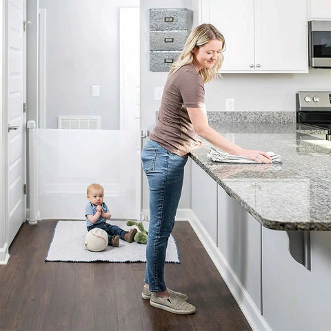 Retractable Baby Gate For Stairs And Doorways, Extra Wide Mesh Barrier Extends Up To 71 Inches, 33 Inches Tall, Safe For Kids And Pets
