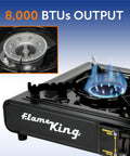 Dual Fuel Gas Camping Stove For Butane Or Propane, Portable Single Burner with flame and regulator hose