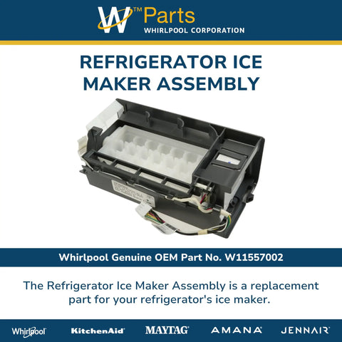 Genuine OEM Refrigerator Ice Maker Assembly Replacement for DIY Friendly Install Replaces W11414318 W11262316