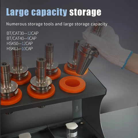 Heavy Duty Large Capacity CNC Tool Storage Cabinet With Vertical Drawers For CAT BT40 Tool Holders in use