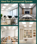 12 Pack 2x4 LED Flat Panel Light With 3CCT Dimmable 0 To 10V And 3 Wattage Options in office, conference, school, store
