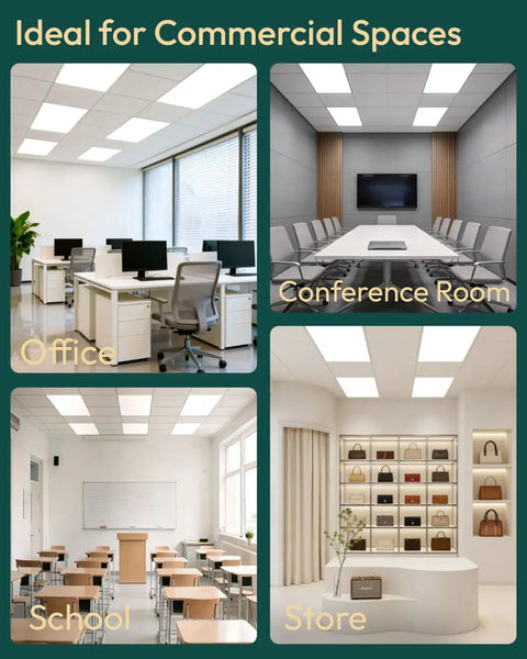 12 Pack 2x4 LED Flat Panel Light With 3CCT Dimmable 0 To 10V And 3 Wattage Options in office, conference, school, store
