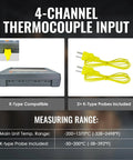 All In One 4 Channel K Type Thermocouple Thermometer Data Logger With 8GB SD Card Programmable Temperature Recorder