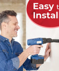 Man using drill to install Heavy Duty Floating Shelf Brackets Set, 4 Pack 22 Inch Long Wall Shelf Supports in black finish