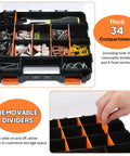 34 Compartment Small Parts Organizer Case With Removable Dividers Double Sided Storage Box For Screws Nuts Bolts Nails Beads