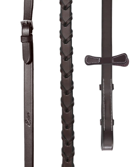 English Laced Reins For Horse Bridle Five Eighths Inch Top Notch Leather Hunter Reins With Martingale Stoppers
