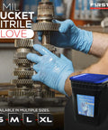 No Bull 8 Mil Nitrile Work Gloves In Blue Featuring Fully Textured Diamond Grip Surface Powder Free Design engineered for heavy duty shop tasks.