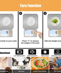 Pro Grade 33 Lb Digital Kitchen Scale With Split Display And Backlit LCD showing tare function and multifunctional uses