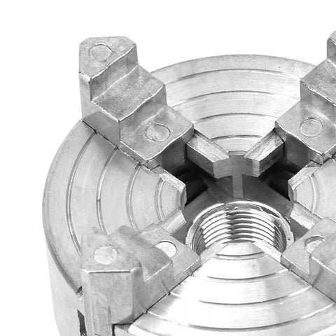 Heavy Duty 4 Jaw Independent Metal Lathe Chuck With Thread Mount Replacement Accessory For Mini Lathes showing detailed jaw mechanism.
