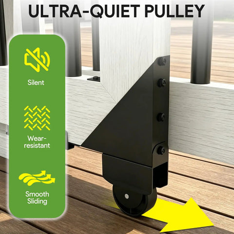 Beefy Sliding Gate Hardware Kit For 1 To 2 Inch Thick Wood Gates With Adjustable Guide Roller And Outer Corner Bracket Built Tough For Wood Fences Deck Gates Easy Install And Smooth Sliding, black steel roller on wood gate