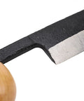 Close-up of the blade of the Straight Draw Knife Woodworking Shaving Tool Featuring Heavy Duty Steel Blade.