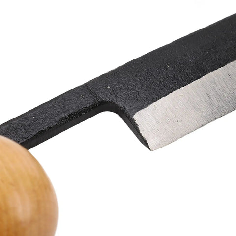 Close-up of the blade of the Straight Draw Knife Woodworking Shaving Tool Featuring Heavy Duty Steel Blade.