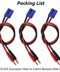3-pack EC5 Male to 4.0mm Banana Plug Adapter with 12AWG 30cm silicone wire