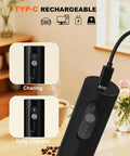 Soenglyun 3 Speed Rechargeable Milk Frother Handheld Press With Travel Cover Quiet Foam Maker showing USB-C charging indicators.