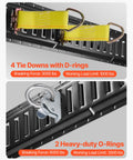 Five Foot E Track Tie Down Rail Kit With Four Rails, Two Single Slots, Six O Rings, Four Tie Offs With D Ring, And Two Ratchet Straps