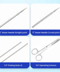 Pro Grade Dissection Kit For Biology Lab And Anatomy Studies With Stainless Steel Scalpel Handle And Blades 38 Piece Set Ideal For Medical And Vet Students Portable Lab Gear For Home Classroom Or Travel, 5" teaser needle set