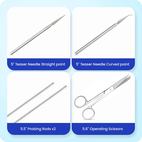 Pro Grade Dissection Kit For Biology Lab And Anatomy Studies With Stainless Steel Scalpel Handle And Blades 38 Piece Set Ideal For Medical And Vet Students Portable Lab Gear For Home Classroom Or Travel, 5" teaser needle set