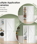 Sliding Closet Doors 48 By 80 Inches White Bypass Panels Double 25 Inch Easy Install PVC Exterior With Hidden Track Quiet Rollers Solid Wood Core Space Saving Wardrobe Divider For Bedroom Closet in storage room, laundry room, and bathroom