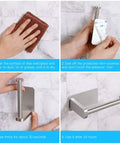 Installation steps for Self Adhesive Toilet Paper Holder No Drill Wall Mount Stainless Steel Brushed Finish Stick On Bathroom Roll Holder