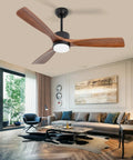 52 Inch Solid Wood Ceiling Fan With Lights And Remote in stylish living room setting