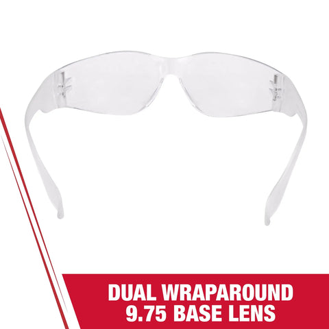 Crystal Clear Wraparound Safety Glasses With Scratch-Resistant Lenses, Ultra Lightweight Under 1 Ounce, front view
