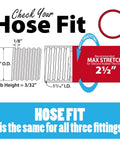 Kickass Universal Silicone Dust Collection Hose Fittings 3 Pack Adaptive Stretch Fit Vacuum Connector For Orbital Sanders Biscuit Joiners And Workshop Bench No Hassle dimensions and fitting guide