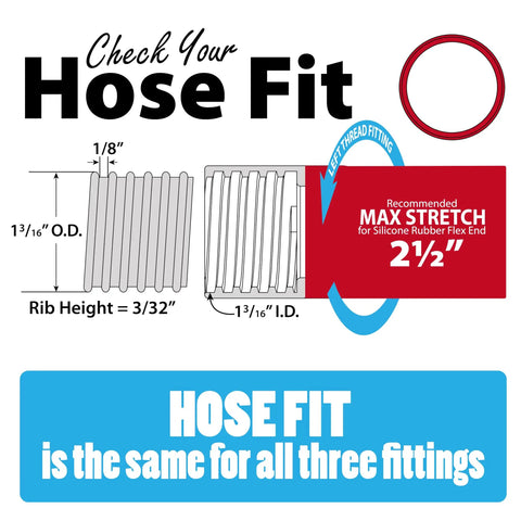 Kickass Universal Silicone Dust Collection Hose Fittings 3 Pack Adaptive Stretch Fit Vacuum Connector For Orbital Sanders Biscuit Joiners And Workshop Bench No Hassle dimensions and fitting guide