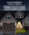 Plug In WiFi Outdoor Flood Light With 240 Degree Wide Angle, PIR Motion Sensor And Built In Siren illuminating house exterior