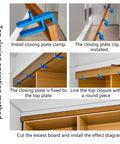 Pro Grade Woodworking Jigs Set Scribing Fillers Toe Kick Markers Ceiling Scribe Tools For Seamless Cabinet Installations shown in use for top closing.