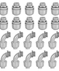 Heavy Duty 100 Pack Of 3/4 Inch NPT Liquid Tight Connectors For PVC Electrical Conduit Fittings featuring gray waterproof seals.