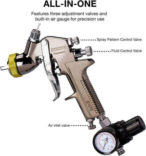 Beast Workhorse HVLP Gravity Feed Paint Sprayer With 1.7 mm Nozzle 600 CC Air Regulator All Steel Body Rust Resistant Stainless Tip