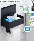 Super Handy Stainless Steel Wall Mounted Toilet Paper Holder With Hidden Shelf To Stash Flushable Wipes And Feminine Products