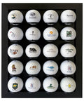 Premium Golf Ball Display Case for Wall Mount or Free Standing Setup Black Wood Frame That Holds Up to 20 Logo Balls