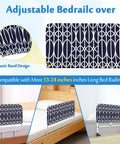Bed Rail Cover for Elderly and Hospital Beds, Washable Fabric Guard with Storage Pocket, shown on different bed types