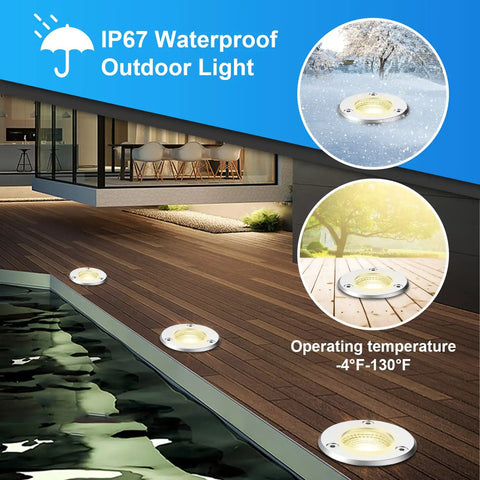 Low Voltage Landscape Lighting Kit For Outdoors, 12 Pack 7W Ground Lights with 24 Connectors on deck, waterproof, IP67