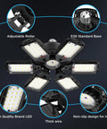 Ultra Bright LED Garage Lights 2 Pack with 6 Plus 1 Adjustable Panels, 18000 Lumens, 6500K Daylight White, E26 Base
