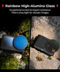 Two images showing the All In One ND Filter Kit For DJI Osmo Action 6 With Five Pack Including CPL ND8 ND16 ND32 Snap On Polarizing Filters