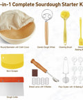 8-in-1 kit with 9 Inch Round Sourdough Bread Proofing Basket And Complete Starter Kit With Dough Whisk, Bread Lame, Scrapers, Brush