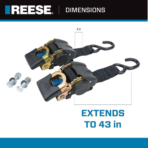 Retractable Transom Tie Down For Boats, 2 Inch By 43 Inch, 833 Lb Working Load Limit And 2,500 Lb Break Strength, No Slip, Heavy Duty