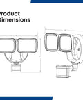Technical drawing of Smart Outdoor Flood Lights With Motion Sensor, 28W LED WiFi Security Light, Dusk To Dawn, Two Head.