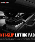 Permabrace 4 Pack Round Rubber Car Lift Pads With Anti-Slip Design For Heavy Duty Auto Jacking Lifting on 2 Post Lifts, showing cushioning and contact points.