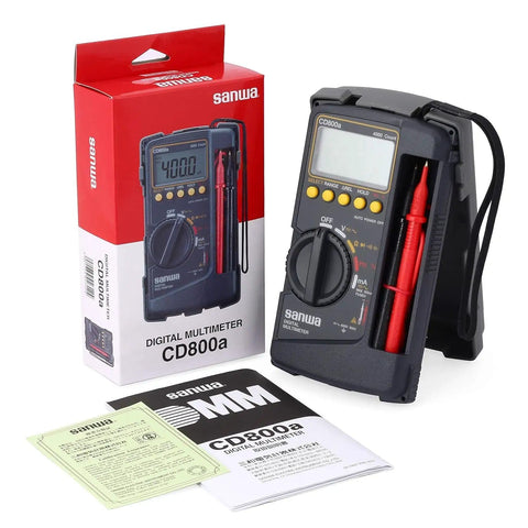 CD800a Digital Multimeter All-In-One DMM With 3-3/4 Digits 4000 Count Captive Test Leads Integrated Case Auto Power Off Enabled