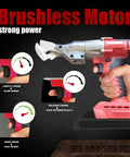 Cordless Metal Shear For Heavy Duty Cutting Of Leather Stainless Steel Iron PVC Carpet Cardboard And Steel Sheets With A 360 Degree Pivoting Head Battery Not Included Portable And Easy To Handle, showing hand grip and speed control dial.
