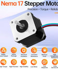 Beefy Torque Nema 17 Stepper Motor 1.8 Degree 2 Phase Bipolar With 0.41Nm Torque, 42x40mm Body, product features highlighted